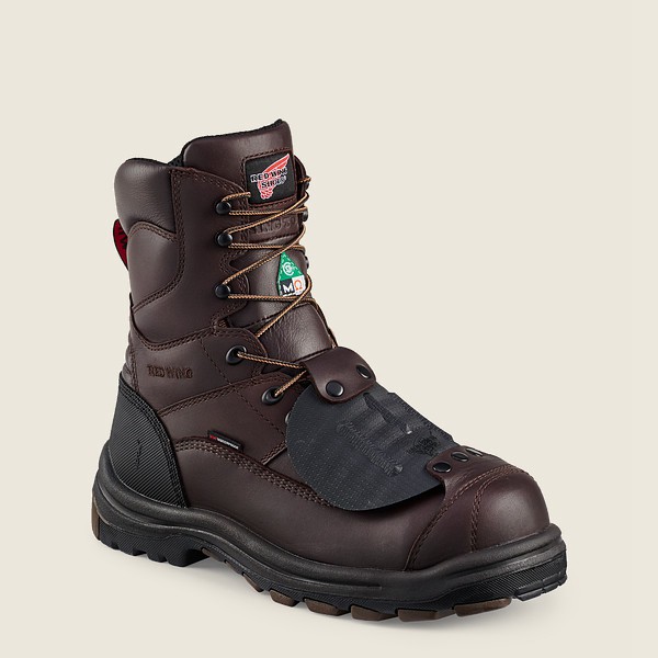 Mens Red Wing King Toe® - 8-inch Waterproof Csa Metguard Toe - Safety Boots Black/Brown - XGK715239